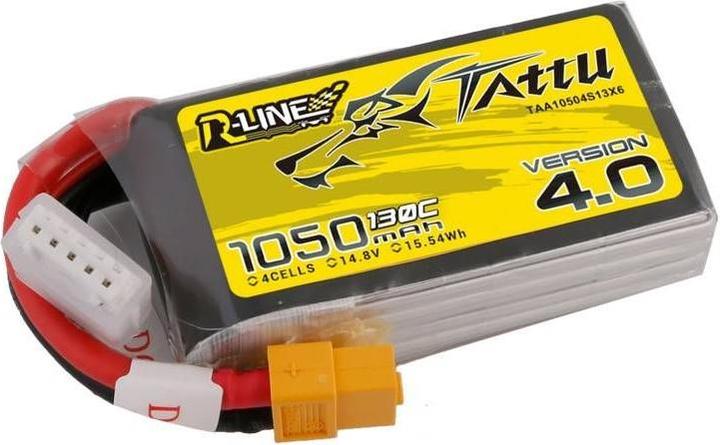 Actual product image Tattu R-Line 4.0 1050mAh 14.8V 130C 4S1P XT60 Battery (14.80 V, 1050 mAh)