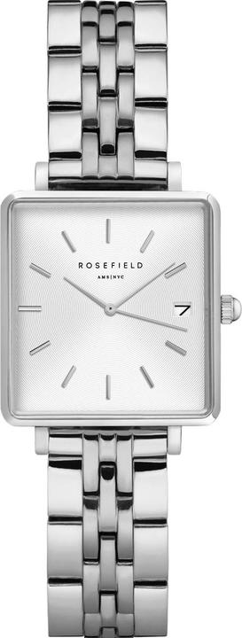 Rosefield The Mini Boxy White Sunray Silver (Analoguhr, 22 mm)