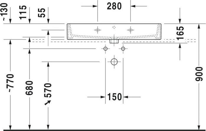 Actual product image Duravit Washbasin VERO AIR m ÜL HLB closed 800x470mm o HL white (470 mm, 800 mm)