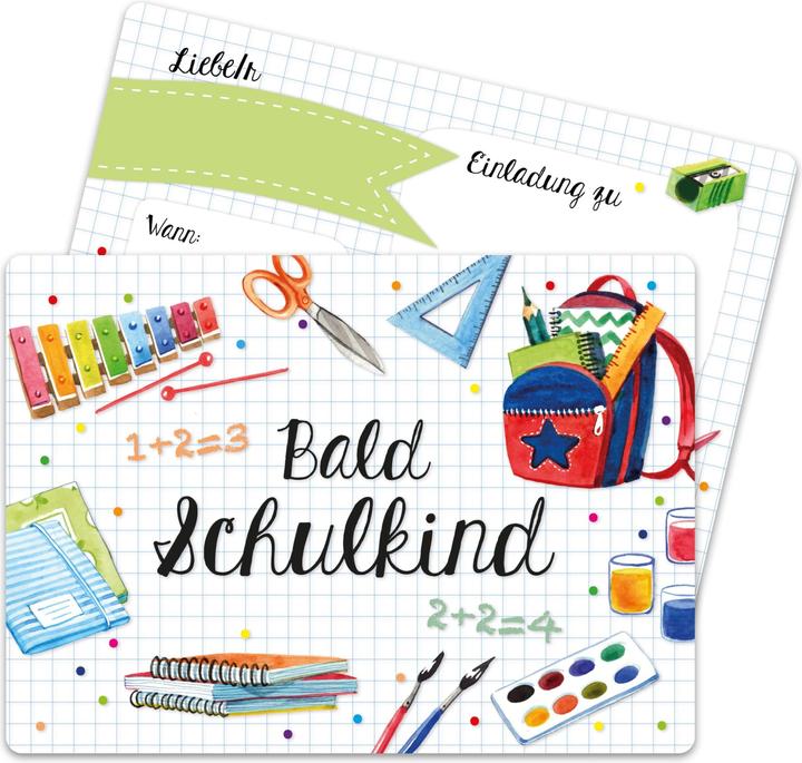 Produktbild Papierdrachen Einschulung Einladungskarten Set 6 Wasserfarben