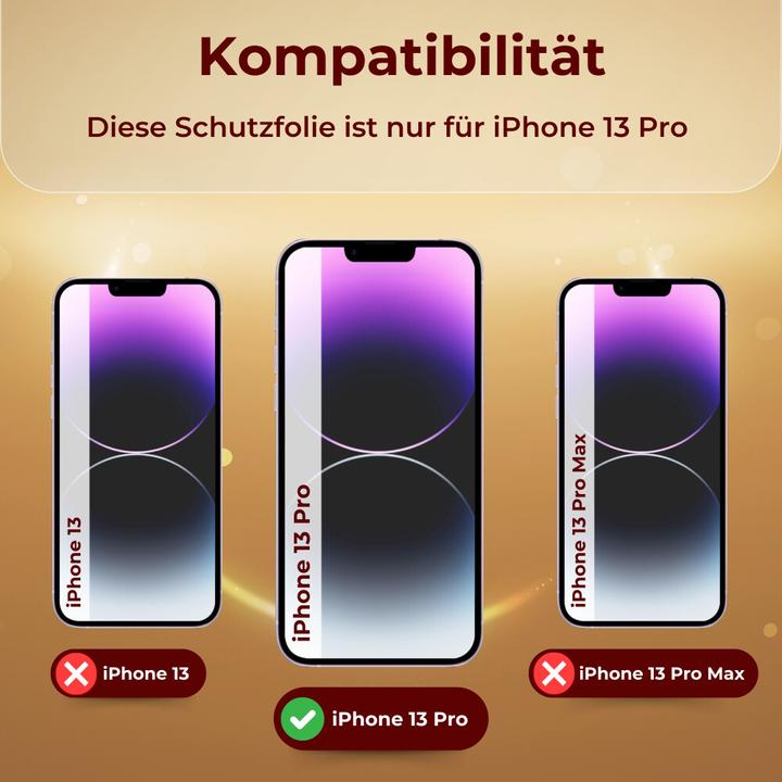 Produktbild Protectorking 1x echtes Tempered 9H Panzerhartglas 3D KLAR (1 Stück, Apple iPhone 13 Pro)