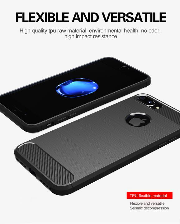 Produktbild Cadorabo TPU Ultra Slim carbon edelstahl Kombi Cover (Apple iPhone 7 Plus, Apple iPhone 7s Plus)
