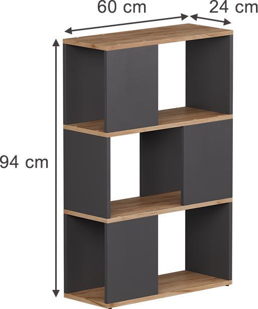 Actual product image Vichy Raumteiler Eneos, Anthrazit/Goldkraft Eiche, 60 x 94 cm