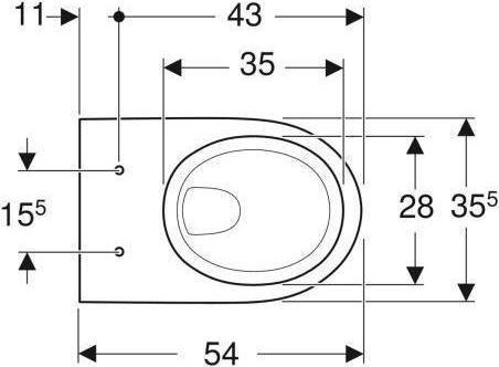 Productafbeelding Geberit Wandcloset Renova Nr. 1 Renova laagwatertoilet zonder spatrand wit 203050000