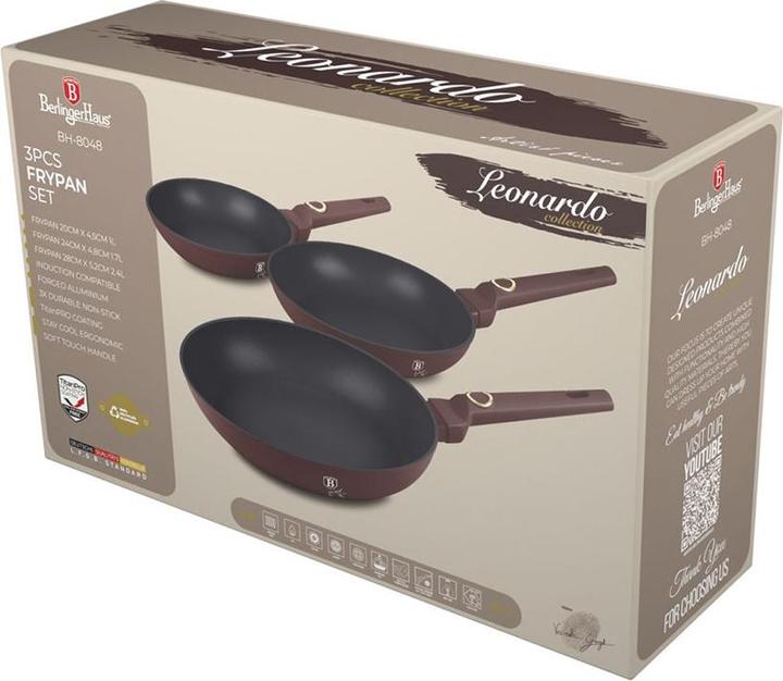 Image du produit BerlingerHaus Set de poêles à frire, 3 pièces, Ã˜ 20/24/28cm, bordeaux (28 cm, Poêle à frire, Aluminium)
