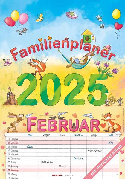 Image du produit Alpha Edition Planificateur familial Cartoon 2025, 23,7x34cm, calendrier familial avec 6 colonnes et de nombreuses (Allemand)