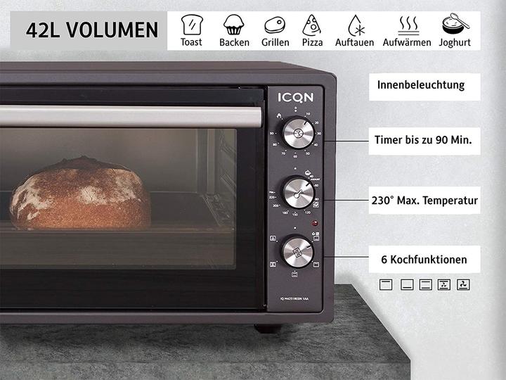 Produktbild Icqn 42 Liter Minibackofen, Anthrazit