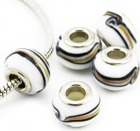 Produktbild Hermex Glas Bead versilbert 925 - Silbrig Weiss (925er Silber)