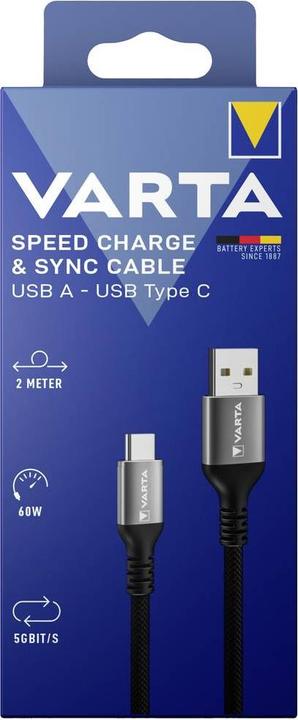 Produktbild Varta Speed Charge & Sync Cable USB A to USB Type C (2 m, USB 3.2 Gen 1)