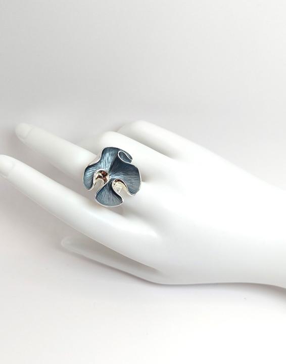 Produktbild Signé Signè Ring Damenring elastisch silberfarben rhodiniert One Size Blume Grau No.14 (18, 19, 20, 21)