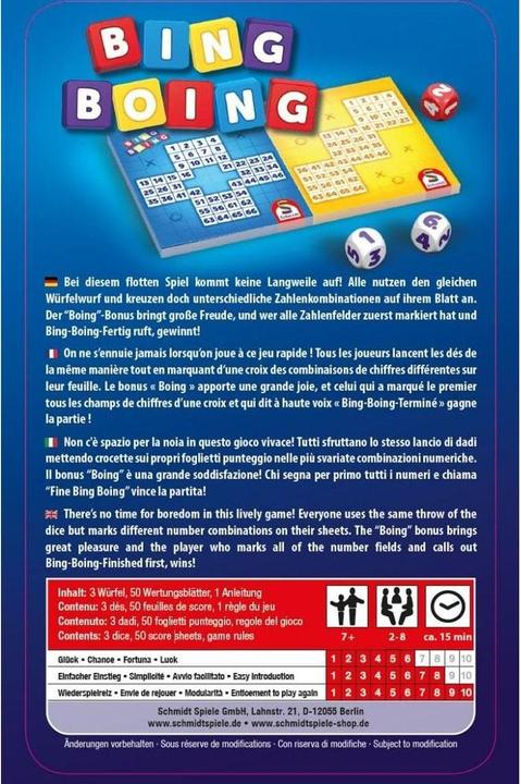 Produktbild Schmidt Spiele Bing Boing Metalldose (Deutsch, Italienisch, Englisch, Französisch)