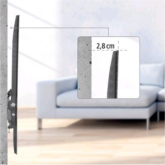 Produktbild Hama TV-Wandhalterung, neigbar, 165 cm (65") bis 35 kg, Wandabstand 2,8 cm (Wand, 65", 35 kg)