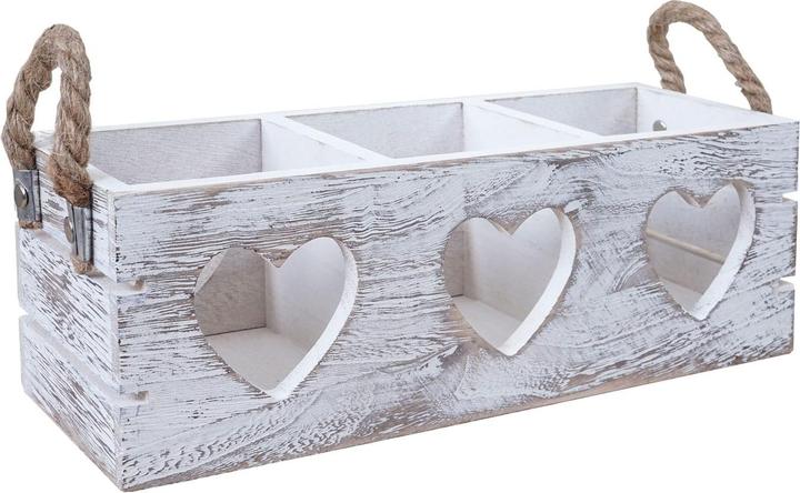 Actual product image Swisshandel24 2x Decorative Box HWC-C26, Storage Box, 2 Handles Indoor Paulownia shabby white, 10x10x30cm (10 x 30 x 10 cm)