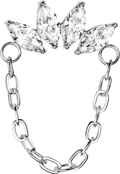 Immagine prodotto Star Piercing Threadless Fächer silber vier Kristalle silber Anhänger Kette (senza ottone, Titanio G23)