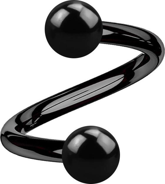 Immagine prodotto Star Piercing Micro spirale nera con due sfere (senza ottone, Acciaio chirurgico 316L)