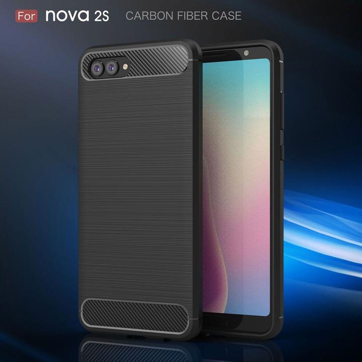 Produktbild König Design Hülle Handy Schutz für Huawei Nova 2s Case Cover Bumper Carbon Optik TPU Schwarz (Huawei Nova 2S)