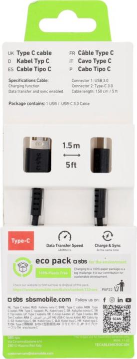 Energie-Label SBS Datenkabel USB 3.0 - Typ C (1 m, USB 3.0)