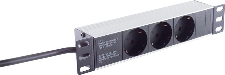 Actual product image Shiverpeaks S/CONN maximum connectivity 25.40cm (10"") power strip 3-fold, 1U, black (3 x, CEE 7/3, 2 m)