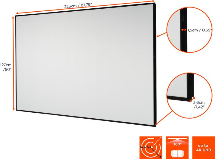 Actual product image Celexon HomeCinema High Contrast Screen Frame 220 x 124 cm, 100" - Dynamic Slate ALR (100", 16:9)