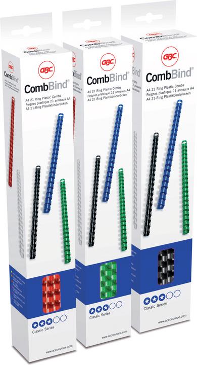GBC CombBind - plastic binder spines A4 25 pcs - ring Ø 8 mm, white