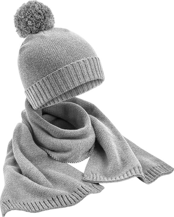 Beechfield Erwachsene Gefleckt Gestrickt Mütze und Schal Set