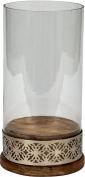 Produktbild IKO Windlicht mit Holzsockel und Glas d=13,5cm h=25,5c