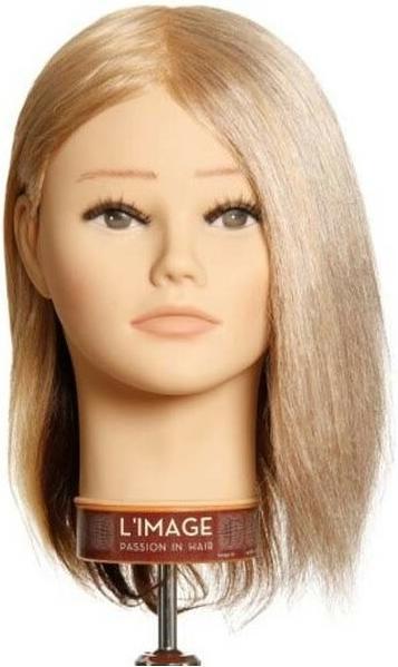 L'Image Limage Übungskopf Greta 20cm ind. Echthaar hellbr/mtlbl/lichtbl.