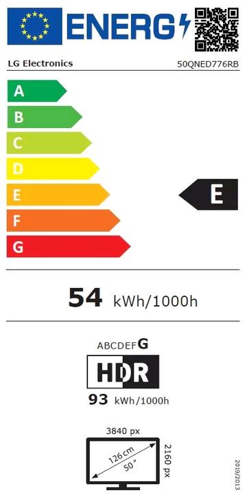 Energie-Label LG 50QNED776RB (50", QNED, 4K, 2024)