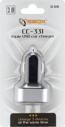 Produktbild Sbox Car Charger CC-331B 3.1A black/grey