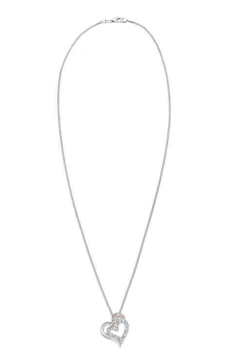 Produktbild Elli mit Herz-Anhäger verziert mit Kristallen (Sterling Silber, 45 cm)
