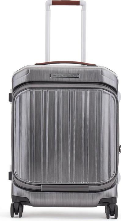 Piquadro PQ-Light - Fast-Check Handgepäck Hartschalentrolley Schwarz/Leder (37 l, Handgepäck (bis 50l))