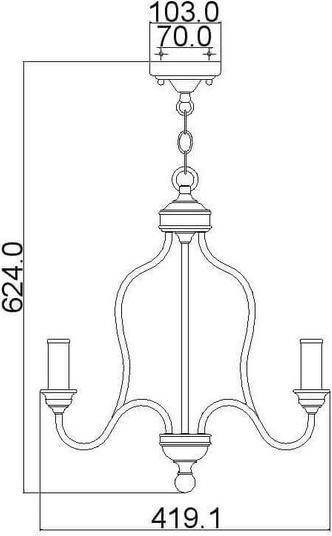 Produktbild Elstead Lighting Hartsville Kronleuchter E14 3-fach Chalk Washed, Beachwood (41.90 cm)