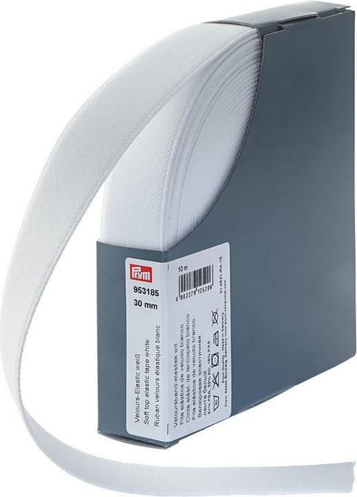 Prym Velour-Elastic, weiss 30 mm, Kassette 10 m