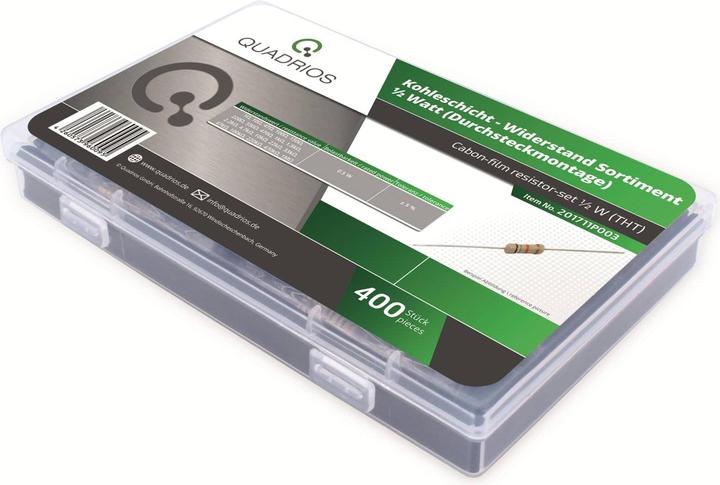 Image du produit Quadrios 201711P003 Résistance à couche de carbone Assortiment câblé axial 0.5 W 5 % 400 pcs.