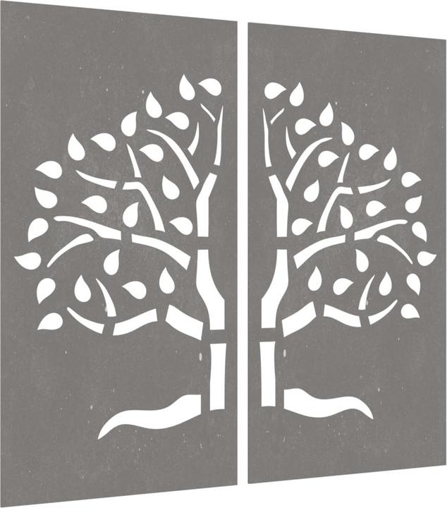 Produktbild VidaXL 2-tlg. Garten-Wanddeko 105x155 cm Cortenstahl Baum-Design (105 x 55 x 1 cm)