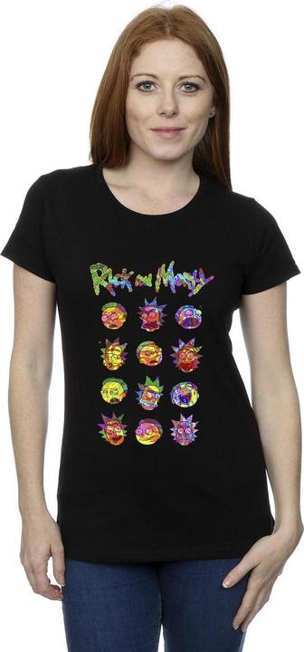 Actual product image Rick And Morty Womens/Ladies Tie Dye Faces Cotton T-Shirt (XXL)