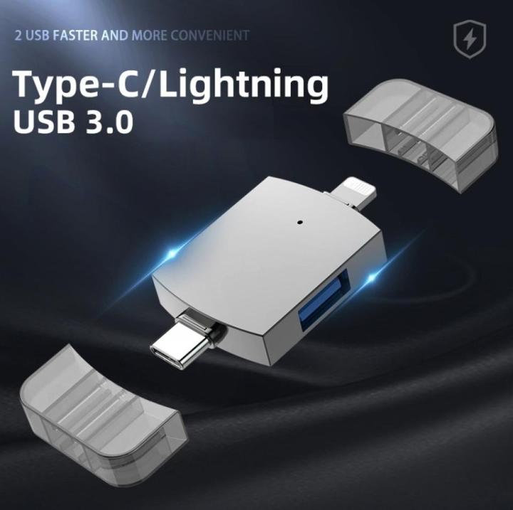 Produktbild PowerGuard 2-in-1 OTG USB-C Lightning to Dual USB 3.0 Adapter (USB Typ C, Lightning)