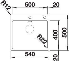 Actual product image Blanco Andano 500-IF/A (Top-mounted sink, 50 cm, 54 cm)
