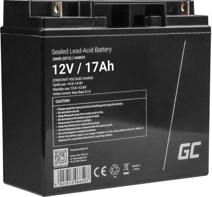 Produktbild GreenCell AGM Battery Lead Acid VRLA 12V 17Ah for motor boats and electric - Batterie - 17 (12 V, 17 Ah)