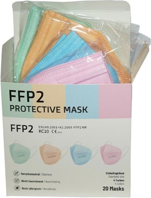 Kangcheng FFP2 Masken Grippe AtemSchutz EUzertifiziert PASTELL assortiert 4x (FFP2, 20 x)