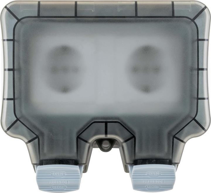 Actual product image Schwaiger Outdoor socket outlet IP66 2-gang Schuko flush-mounted socket outlet