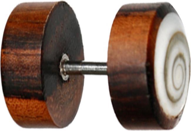 Star Piercing Fake Plug Shiva-Auge aus Narra Holz (ohne Messing, Organisch)
