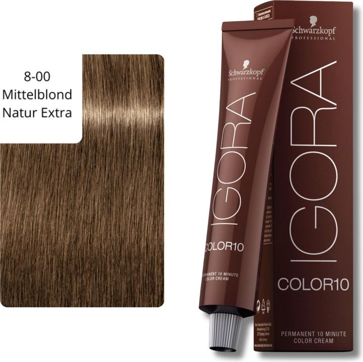 Produktbild Schwarzkopf Professional Igora Color10 Haarfarbe (8-00 Hellblond Natur Extra, Blond)