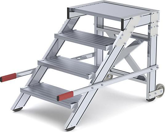 Produktbild Munk Arbeitspodest fahrbar, Stufenbreite 600 mm, Aluminium geriffelt 3 Stufen (Gerüst, 112.50 cm)