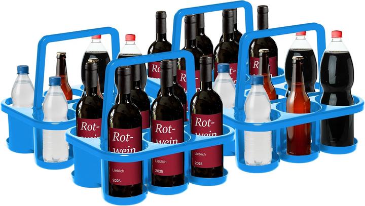 Produktbild Novaliv 4X Flaschenträger für 24 Flaschen - Stabiler Halt - Getränkekorb Kunststoff, Stapelbar, 32x2