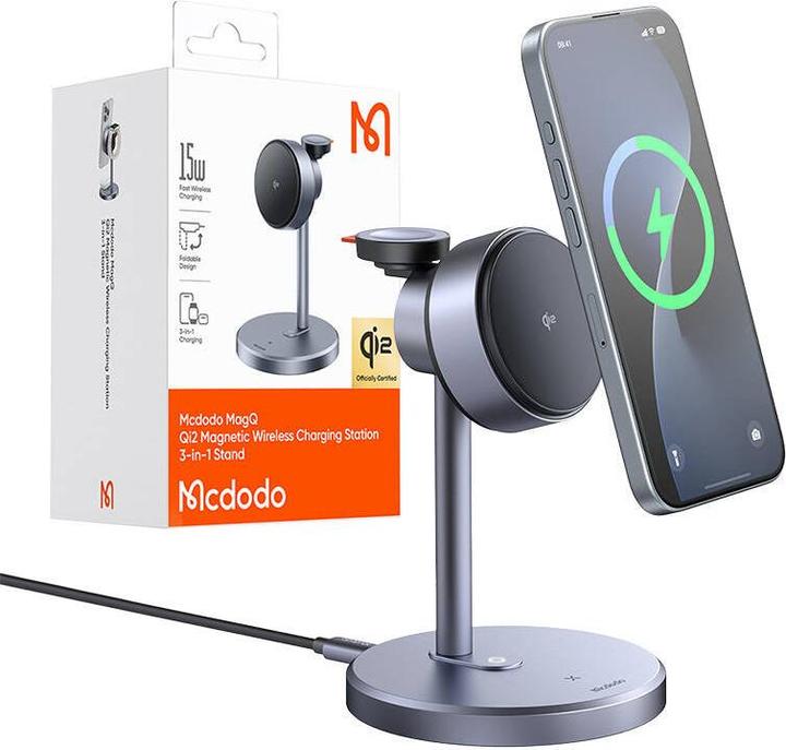 Actual product image Mcdodo CH-2462 3-in-1 15W Qi2 wireless charger + 33W mains charger (22.50 W)