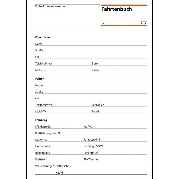 Produktbild Sigel Fahrtenbuch (A5, Liniert, Harter Einband)