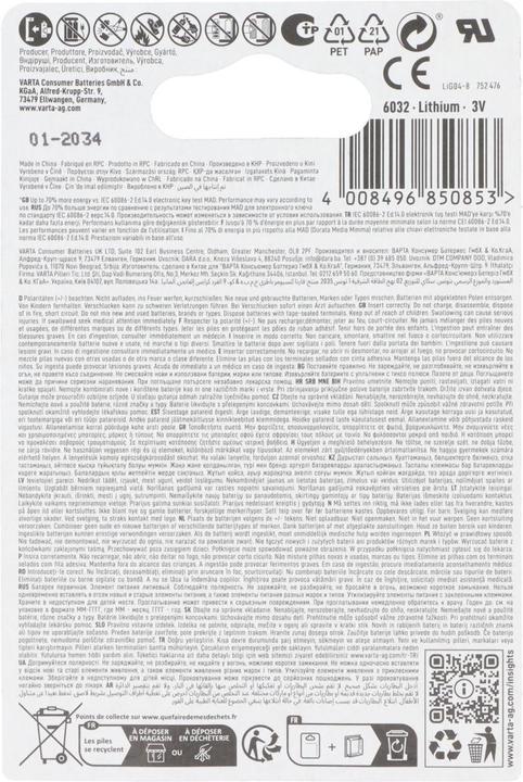 Nährwerte und Zutaten Varta Cr2032 (5 Stk., CR2032, 230 mAh)
