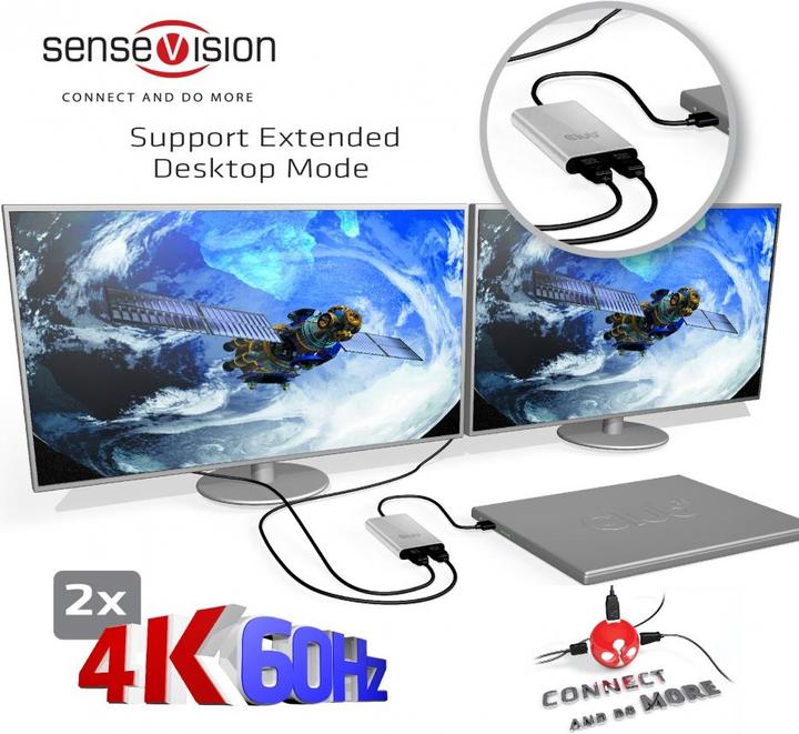 Produktbild Club 3D Thunderbolt 3 auf Dual HDMI 2.0 (HDMI, 20 cm)