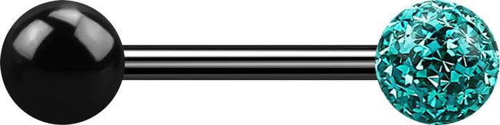 Immagine prodotto Star Piercing Barbell schwarz mit Kugel und Kristallkugel türkis Epoxy Schutzschicht (Titanio G23, senza ottone)